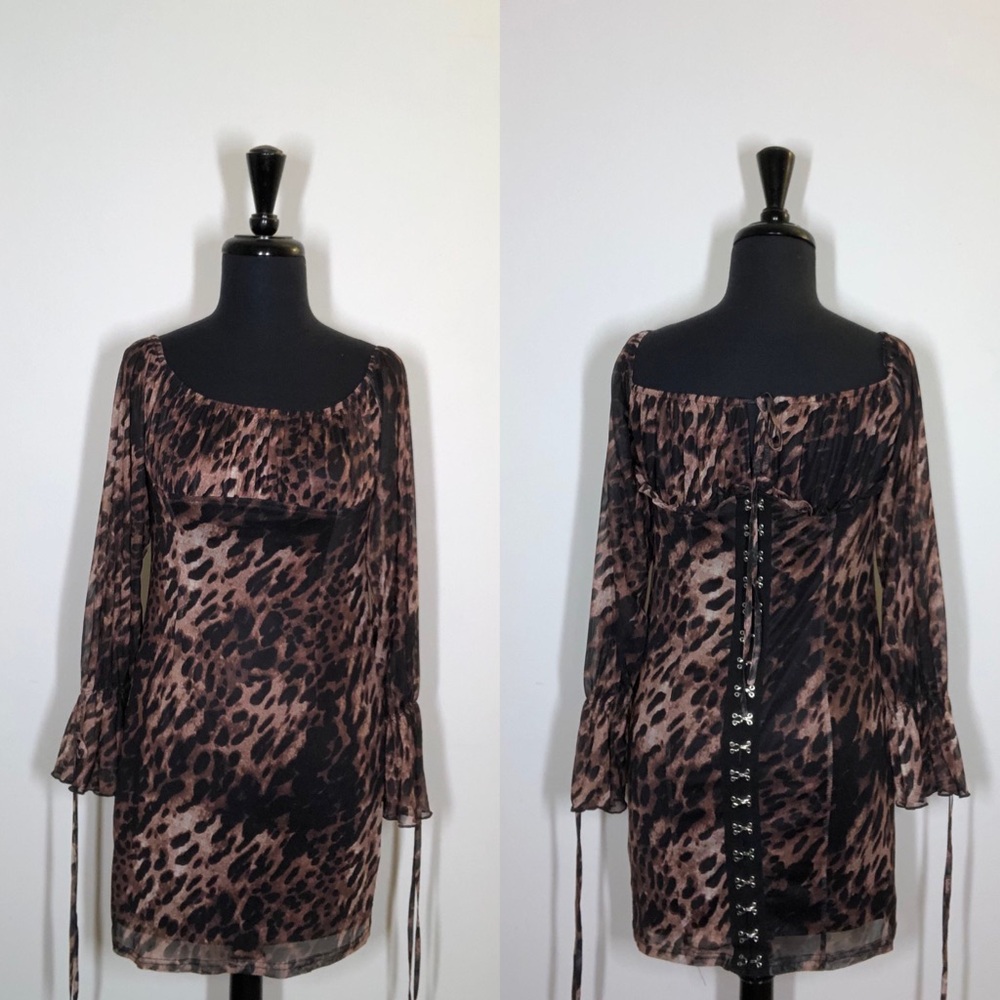 Cheetah mesh button dress